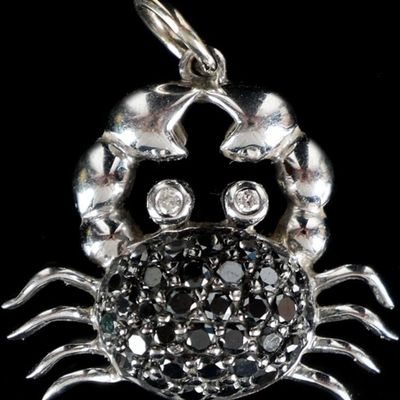 Sale Photo Thumbnail #28: 14K WHITE GOLD LADIES CRAB PENDANT W/ MOISSANITE