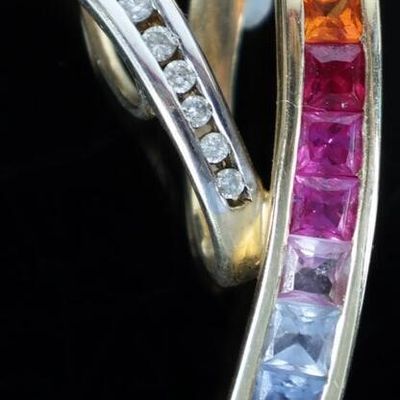 Sale Photo Thumbnail #345: 10K YELLOW GOLD SAPPHIRE DIAMOND "Y" PENDANT