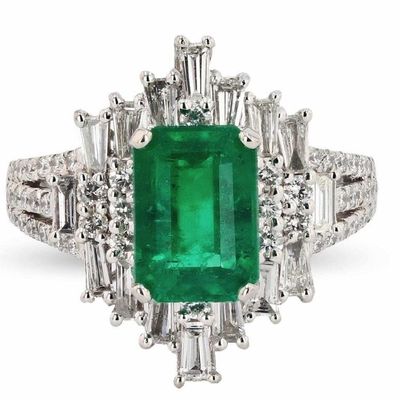 Sale Photo Thumbnail #123: 1.97CT EMERALD 1.19CTW DIAMOND PLATINUM RING