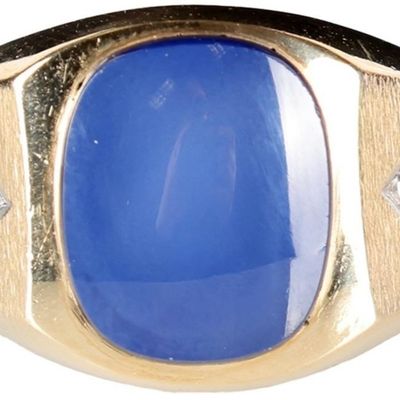 Sale Photo Thumbnail #78: STAR SAPPHIRE 10K YELLOW GOLD STRIKING MENS RING