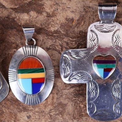 Sale Photo Thumbnail #48: NATIVE AMERICAN STERLING SILVER LADIES PENDANTS