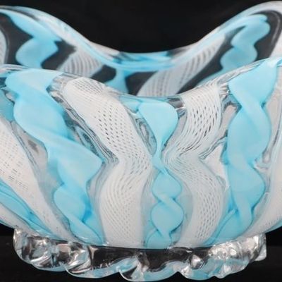Sale Photo Thumbnail #241: VINTAGE MURANO BOWL VENETIAN FILIGRANO RETORTOLI