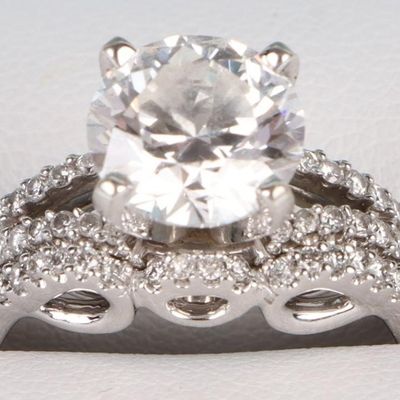 Sale Photo Thumbnail #128: 2.03CT BRILNT. RND.LAB DIAMOND 14K GOLD BRIDAL SET