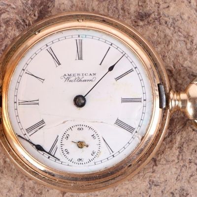 Sale Photo Thumbnail #197: 14K YELLOW GOLD WALTHAM POCKET WATCH ORNATE CASE