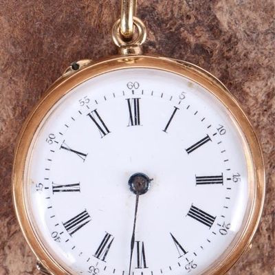 Sale Photo Thumbnail #265: 14K YELLOW GOLD POCKET WATCH W/ GLASS FACE