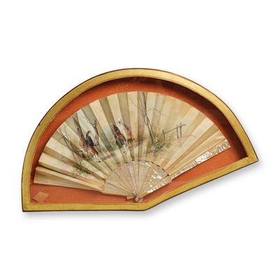 Sale Photo Thumbnail #308: European Mother of Pearl Folding Fan with Pastoral Scene