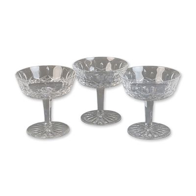 Sale Photo Thumbnail #695: 3pc Waterford Crystal Champagne Coupes, Lismore