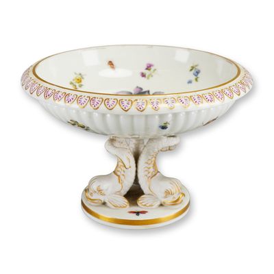 Sale Photo Thumbnail #453: KPM Porcelain Compote with Dolphin Support, Germany, 19th Century