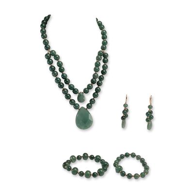 Sale Photo Thumbnail #664: 4pc Collection of Green Aventurine Bead Jewelry