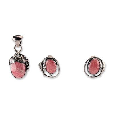 Sale Photo Thumbnail #431: 2pc Sterling Silver and Rhodochrosite Pendant and Earring Set