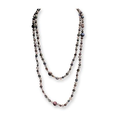 Sale Photo Thumbnail #625: Multi-color Baroque Cultured Freshwater Pearl and Sterling Silver Long Necklace
