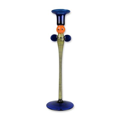 Sale Photo Thumbnail #492: 1990s Bohemian Art Glass Vsetin Whimsical Candlestick Holder ? uhajek Design