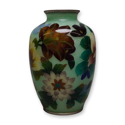 Sale Photo Thumbnail #54: Japanese Plique-a-Jour Cloisonne Flower Vase