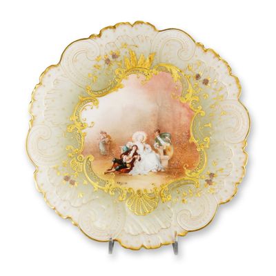 Sale Photo Thumbnail #377: Mansard Paris Belle Epoque Hand-Painted Rococo Revival Cabinet Plate