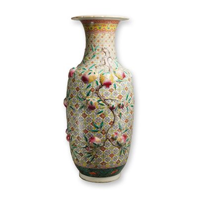 Sale Photo Thumbnail #510: Chinese 19th Century Porcelain Vase with Applied Fruit Decoration