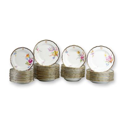 Sale Photo Thumbnail #218: 48pc Meissen Hand-Painted Porcelain Service Set