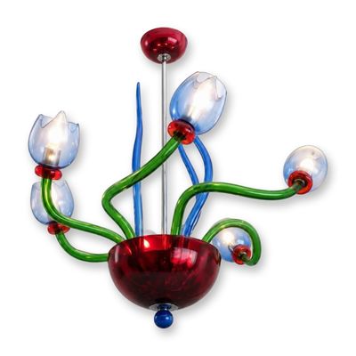 Sale Photo Thumbnail #8: Giovanni Cenedese Modern Murano Multicolored Blown Glass Floral Chandelier