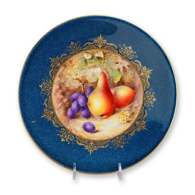 Sale Photo Thumbnail #156: English Royal Worcester Hand-Painted Porcelain Cabinet Plate with Fruit Design, Signed