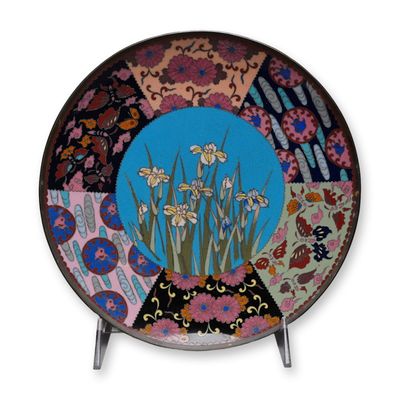 Sale Photo Thumbnail #264: Japanese Cloisonne Plate Iris Flowers