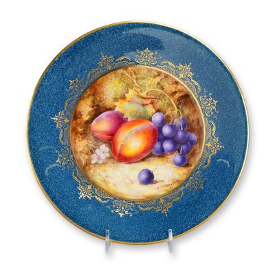 Sale Photo Thumbnail #391: English Royal Worcester Hand-Painted Porcelain Cabinet Plate with Fruit Design, Signed