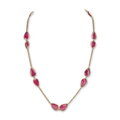 Sale Photo Thumbnail #159: Nova Italian 18K Yellow Gold 55.63ctw Ruby Station Necklace