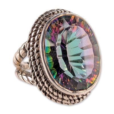 Sale Photo Thumbnail #174: Indian Sterling Silver Mystic Topaz Ring