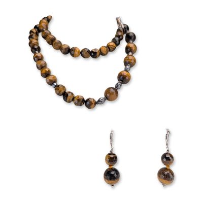 Sale Photo Thumbnail #657: 2pc Faceted Tiger's Eye and Sterling Silver Jewelry Set