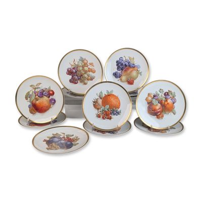 Sale Photo Thumbnail #476: 12pc Jaeger and Co Bavaria Porcelain Plates, Orchard Pattern