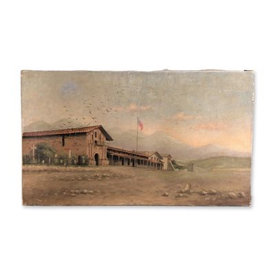 Sale Photo Thumbnail #333: Nora H. Fennell (Canadian/American 1843-1910) Oil on Canvas, Mission Dolores, Signed