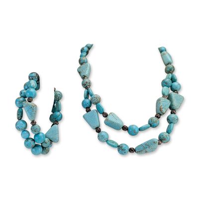 Sale Photo Thumbnail #435: 3pc Turquoise Style Double Strand Necklace and Bracelets