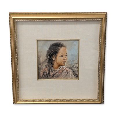 Sale Photo Thumbnail #584: Signed Lithograph on Paper Portrait of a Young Girl