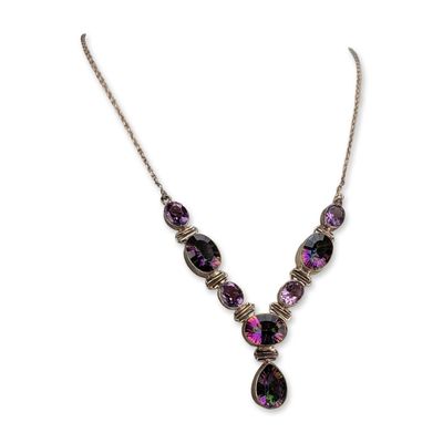 Sale Photo Thumbnail #624: Indian Sterling Silver Amethyst and Mystic Gemstone Necklace