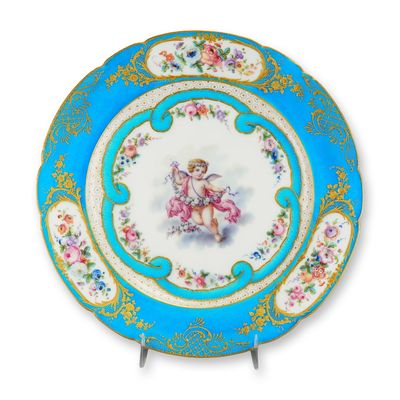 Sale Photo Thumbnail #380: French Sevres Rococo Style Porcelain Cabinet Plate