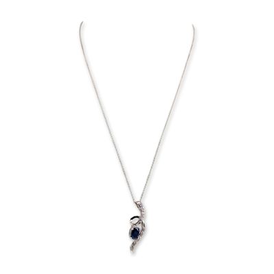 Sale Photo Thumbnail #164: Italian Sterling Silver Blue and White Sapphire Pendant Necklace