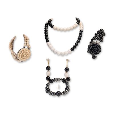 Sale Photo Thumbnail #665: 5pc Collection of Monochrome Beaded Jewelry