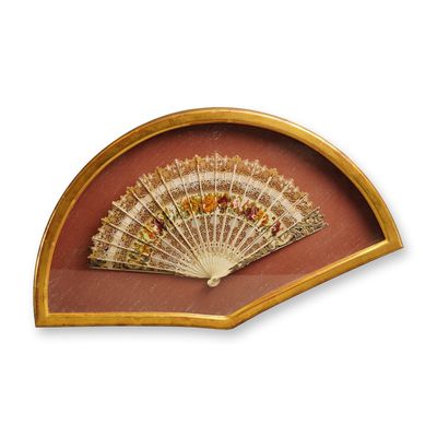 Sale Photo Thumbnail #305: European Folding Fan with Floral Design and Gilded Accents