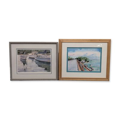 Sale Photo Thumbnail #585: 2pc Kathleen Chaney Fritz & Carol Garvin, Tropical Scenes Offset Lithographs, Signed & Numbered