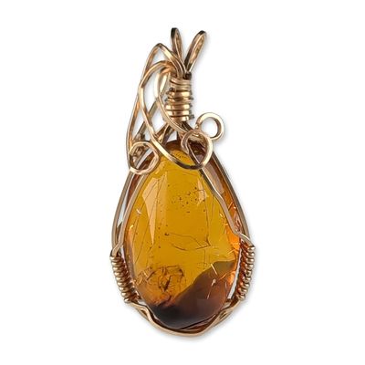 Sale Photo Thumbnail #192: 10K Gold-Overlay Wire Wrapped Baltic Amber Pendant