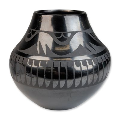 Sale Photo Thumbnail #65: Anita Martinez (Native American, ca. 1920-1992) San Ildefonso Pueblo Blackware Pottery Jar, Signed