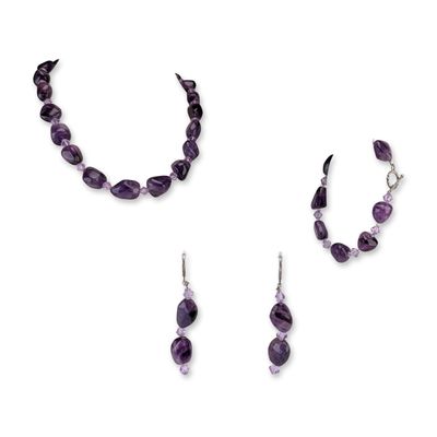 Sale Photo Thumbnail #199: 3pc Amethyst and Sterling Silver Jewelry Set