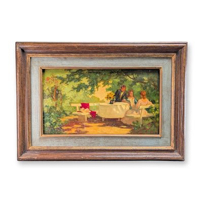 Sale Photo Thumbnail #351: Oil on Wood Panel Painting, Victorian Genre Scene, Signed T. Hill