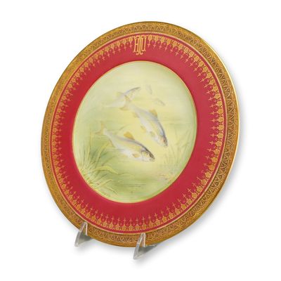 Sale Photo Thumbnail #387: Coalport Porcelain Cabinet Plate with Hand-Painted Fish Study