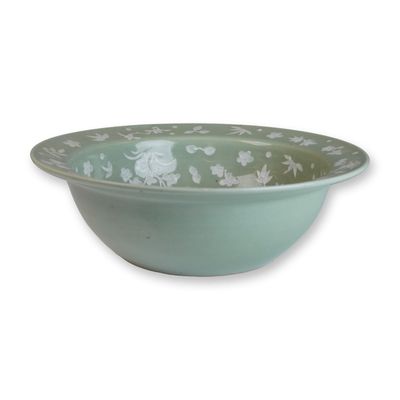 Sale Photo Thumbnail #290: Chinese Celadon Floral White Paste Design Bowl