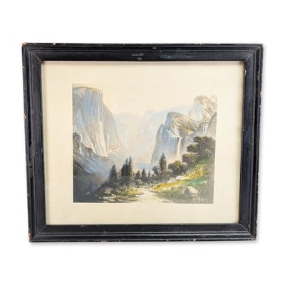 Sale Photo Thumbnail #568: Harry Cassie Best (American, 1863-1936) Lithograph on Paper, Yosemite Valley Landscape