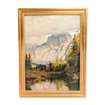 Sale Photo Thumbnail #7: Ludmilla Pilat Welch (American 1867-1925) Oil on Canvas, Yosemite Valley, Signed, 1902