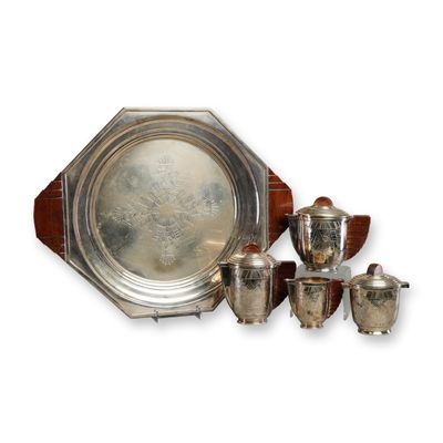 Sale Photo Thumbnail #704: 5pc European Art Deco Silver-Plated Tea and Coffee Service