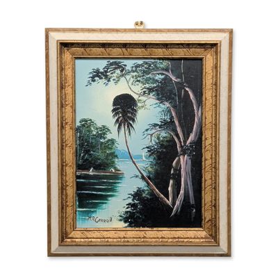 Sale Photo Thumbnail #103: Mary Ann Carroll (1940-2019) Florida Highwaymen Oil on Canvas Painting, Signed