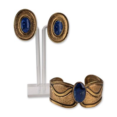 Sale Photo Thumbnail #197: 2pc Modernist Lapis Lazuli Jewelry Suite