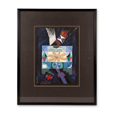 Sale Photo Thumbnail #123: Dolona Roberts (American, b. 1936) Acrylic on Paper, Tablitas LX, Signed