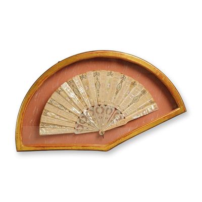 Sale Photo Thumbnail #306: European Mother of Pearl Folding Fan with Floral Design